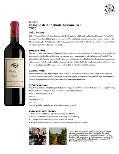 Insoglio del Cinghiale Toscana IGT 2023 Fact Sheet