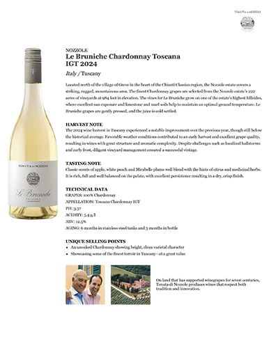 Le Bruniche Chardonnay Toscana IGT 2024 Fact Sheet
