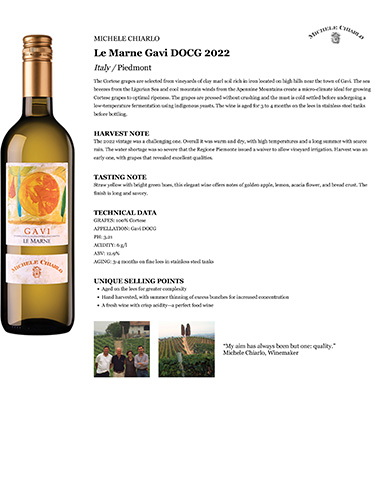 Le Marne Gavi DOCG 2022 Fact Sheet