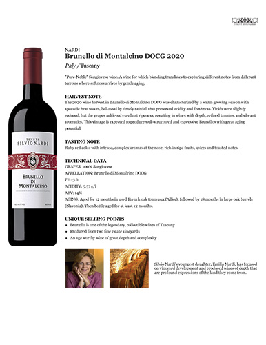 Brunello di Montalcino DOCG 2020 Fact Sheet