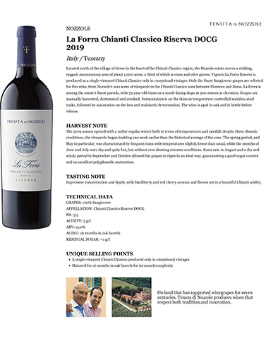 La Forra Chianti Classico Riserva DOCG 2019 Fact Sheet