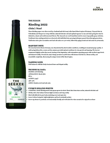 Riesling 2022 Fact Sheet