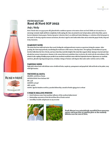 Rosé di Neré IGP 2023 Fact Sheet
