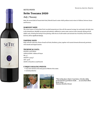 Sette Toscana 2020 Fact Sheet