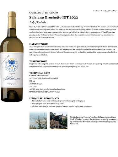 Grechetto IGT 2022 Fact Sheet