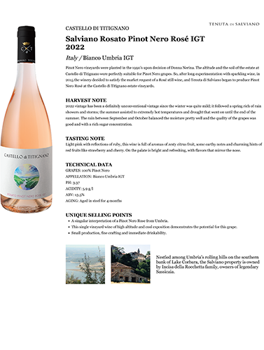 Rosato Pinot Nero Rosé IGT 2022 Fact Sheet