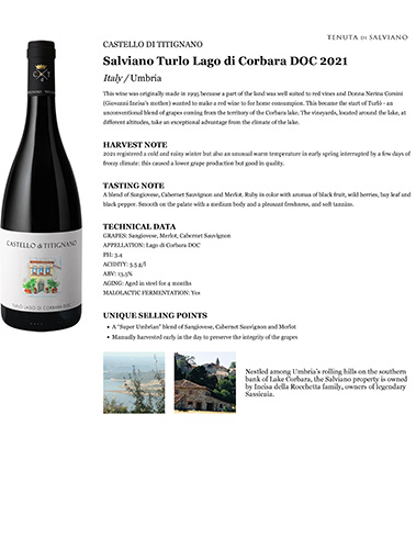 Turlo Lago di Corbara DOC 2021 Fact Sheet