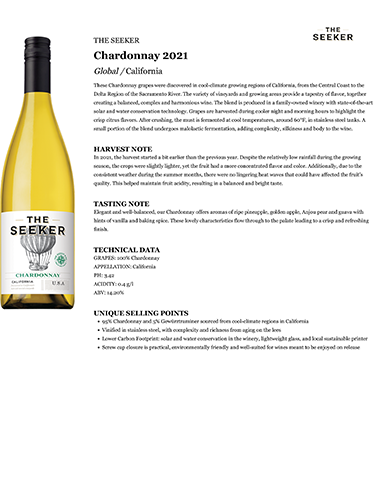 Chardonnay 2021 Fact Sheet