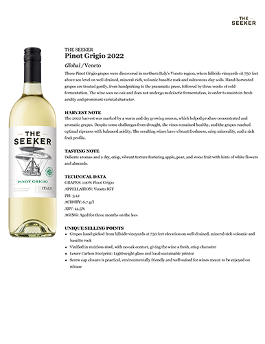 Pinot Grigio 2022 Fact Sheet