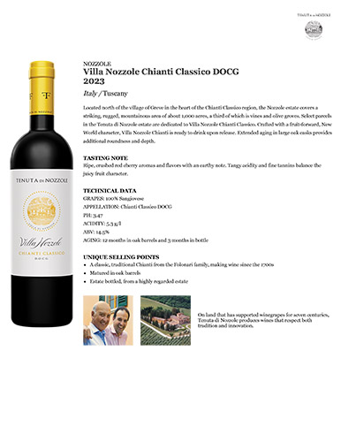 Villa Nozzole Chianti Classico DOCG 2023 Fact Sheet