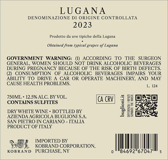 Lugana Gabriella 2023 Back Label