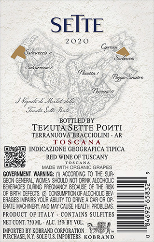 Sette Toscana 2020 Back Label