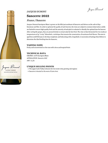 Sancerre 2022 Fact Sheet