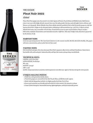 Pinot Noir 2022 Fact Sheet