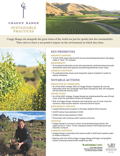 Craggy Range Sustainability / Green Sell Sheet