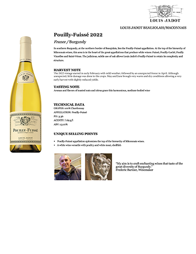 Pouilly-Fuissé 2022 Fact Sheet