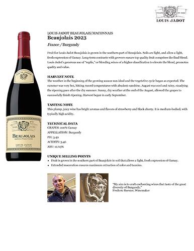 Beaujolais 2023 Fact Sheet