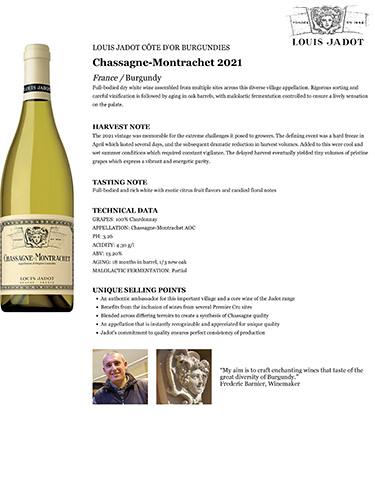 Core: Chassagne-Montrachet 2021 Fact Sheet