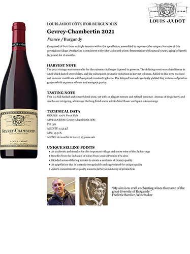 Gevrey-Chambertin 2021 Fact Sheet