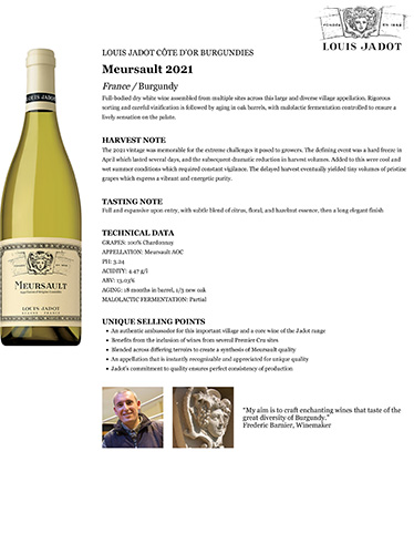 Core: Meursault 2021 Fact Sheet