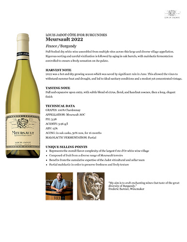 Core: Meursault 2022 Fact Sheet