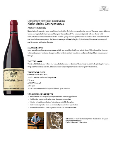 Core: Nuits-Saint-Georges 2022 Fact Sheet