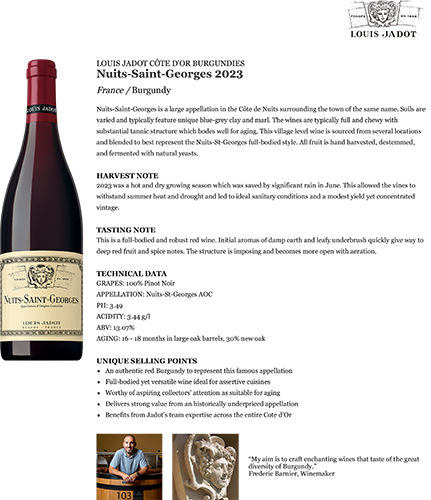 Core: Nuits-Saint-Georges 2023 Fact Sheet