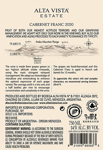Estate Cabernet Franc 2020 Back Label