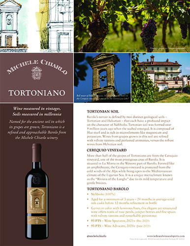 Tortoniano Barolo DOCG Sell Sheet