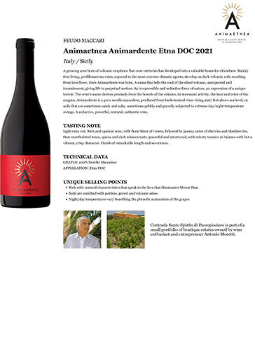 Animaetnea Animardente Etna DOC 2021 Fact Sheet