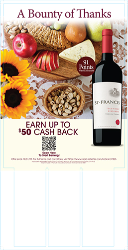 St. Francis Old Vines Zinfandel Thanksgiving Rebate Case Card