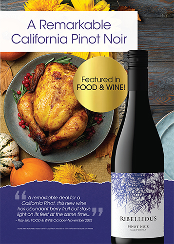 Rebellious California Pinot Noir Food & Wine Sell Sheet – Autumn/Winter