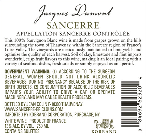 Sancerre Back Label