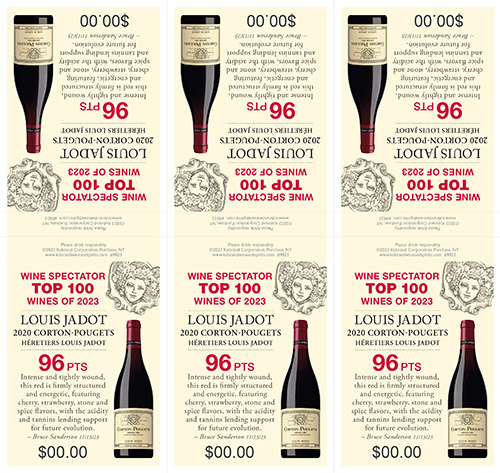 Louis Jadot Corton-Pougets Grand Cru 2020 Wine Spectator Top 100 Shelf Talker (Editable PDF)