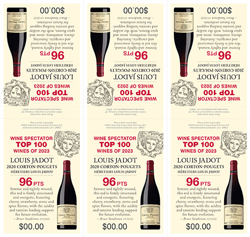 Corton-Pougets Grand Cru 2020 Wine Spectator Top 100 Shelf Talker (Editable PDF) – 96 Points