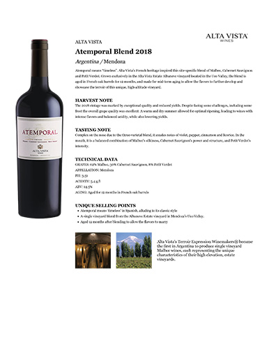 Atemporal Blend 2018 Fact Sheet