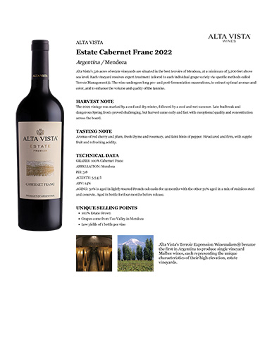 Estate Cabernet Franc 2022 Fact Sheet