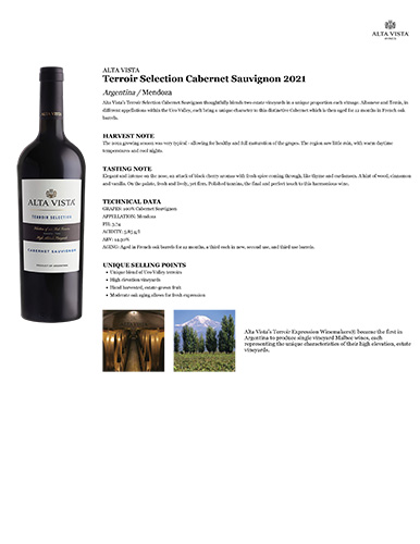 Terroir Selection Cabernet Sauvignon 2021 Fact Sheet