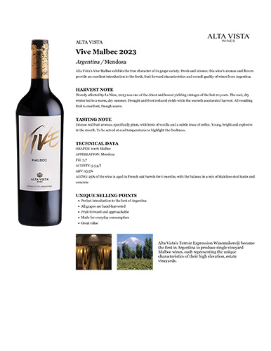 Vive Malbec 2023 Fact Sheet
