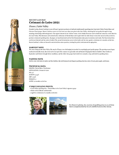 Crémant de Loire 2021 Fact Sheet