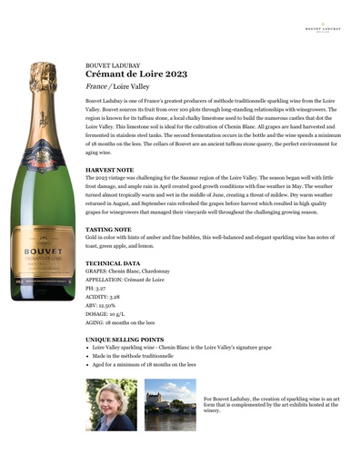 Crémant de Loire 2023 Fact Sheet