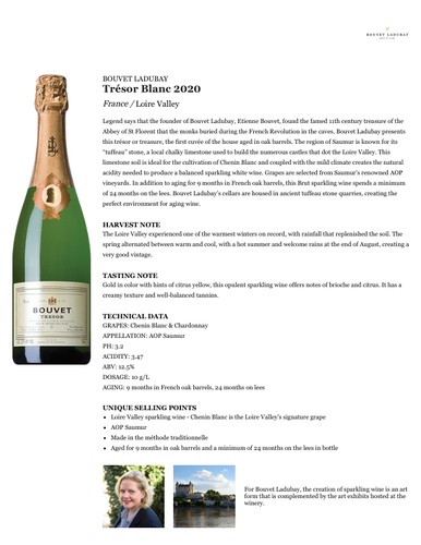 Trésor Blanc 2020 Fact Sheet