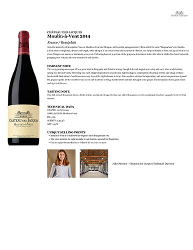 Moulin-à-Vent 2014 Fact Sheet