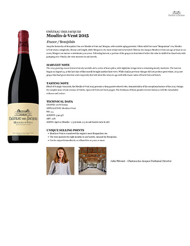 Moulin-à-Vent 2015 Fact Sheet