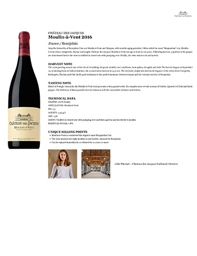 Moulin-à-Vent 2016 Fact Sheet