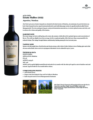 Estate Malbec 2023 Fact Sheet