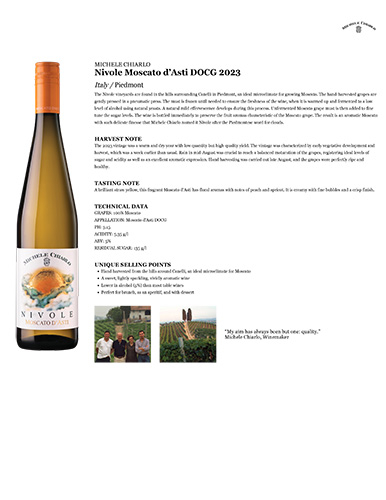 Nivole Moscato d’Asti DOCG 2023 Fact Sheet