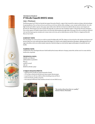 P Nivole Canelli DOCG 2023 Fact Sheet