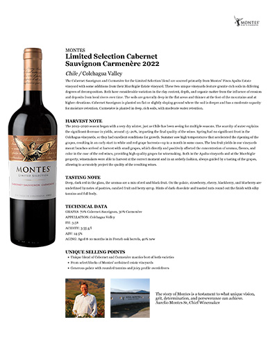 Limited Selection Cabernet Sauvignon Carmenère 2022 Fact Sheet