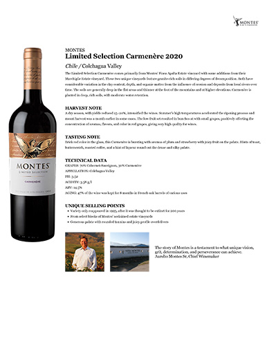 Limited Selection Carmenère 2020 Fact Sheet